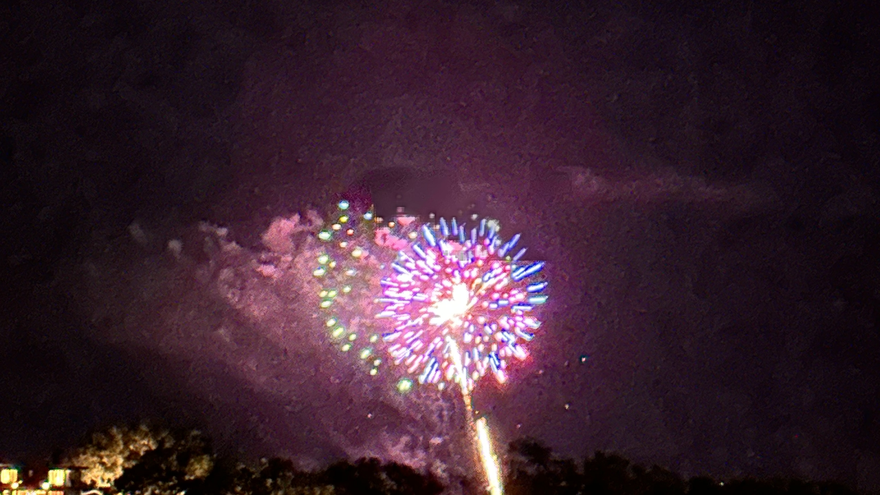 Fourth of July fireworks bursting over Wilmington